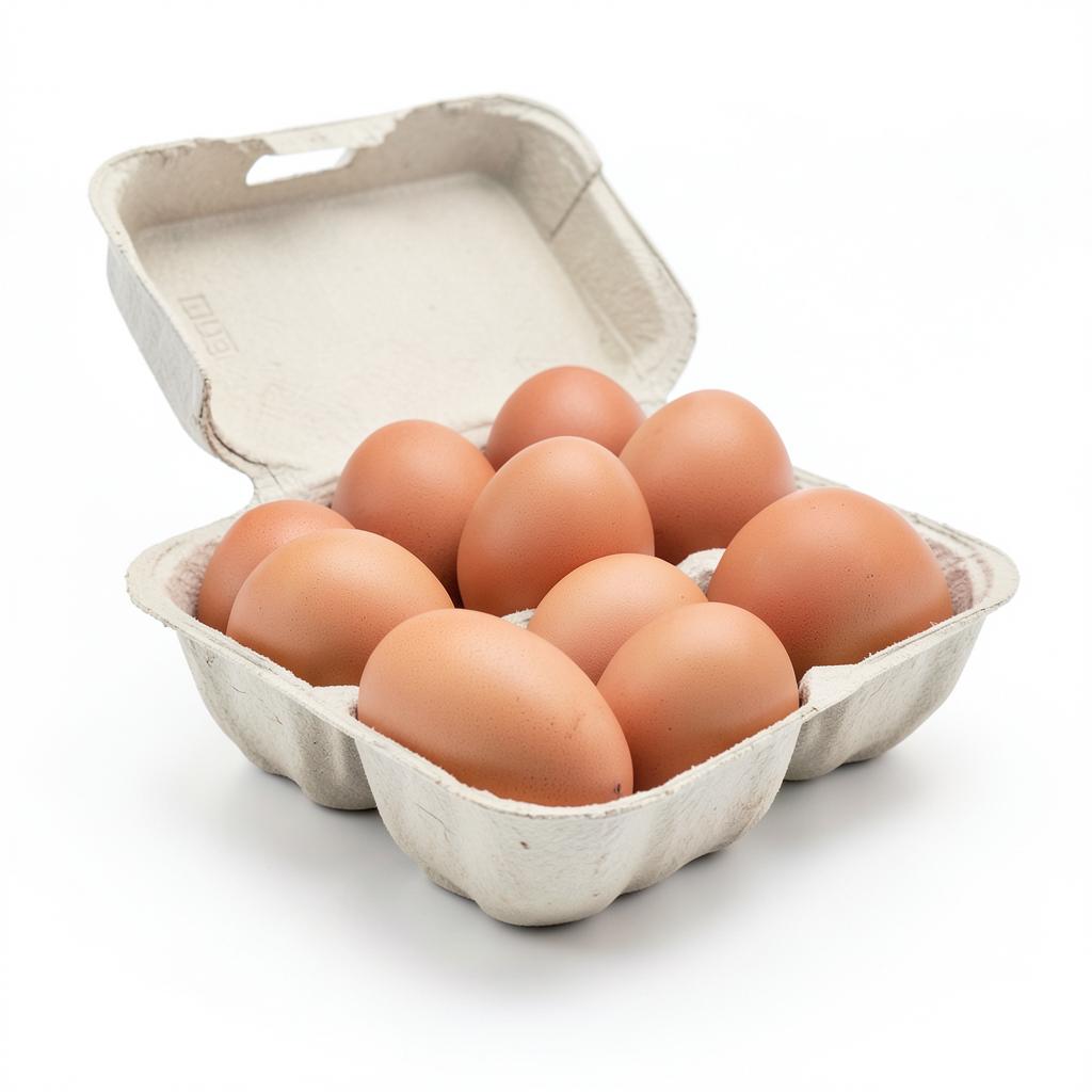 Carton of brown free-range eggs
